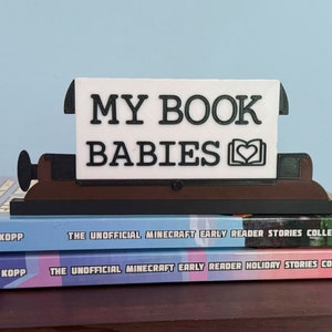 My Book Babies Black White and Brown Typewriter Bookshelf Book Sign Display Decor