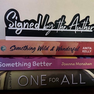 Signed by the Author Black and White Bookshelf Book Sign Display Decor