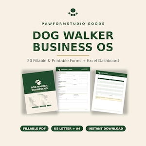 Ensemble de formulaires pour promeneurs de chiens | Formulaire d'accueil client, carnet de promenades, planning (Téléchargement numérique)