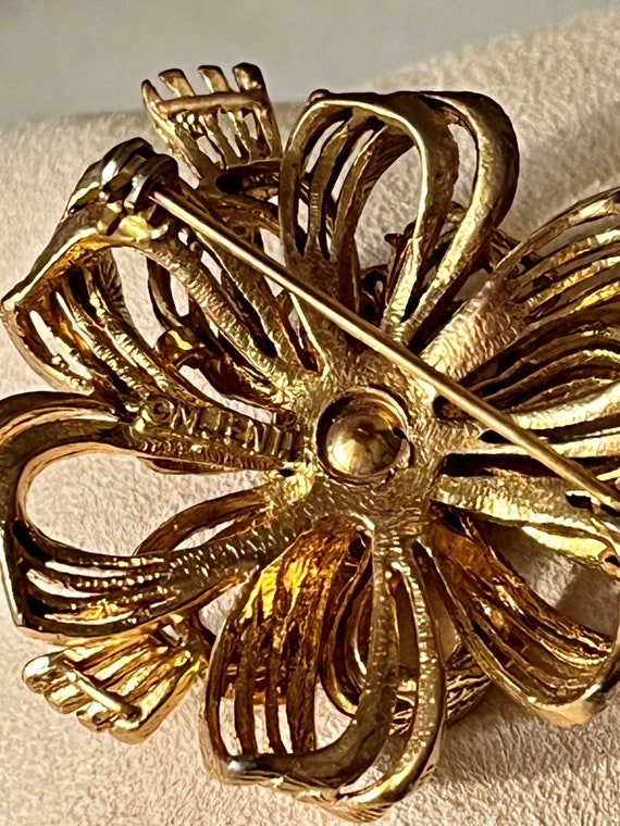 Goldtone Ribbon Flower Pin/Brooch/Pendant - Circa… - image 4