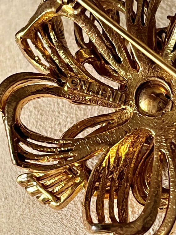 Goldtone Ribbon Flower Pin/Brooch/Pendant - Circa… - image 5