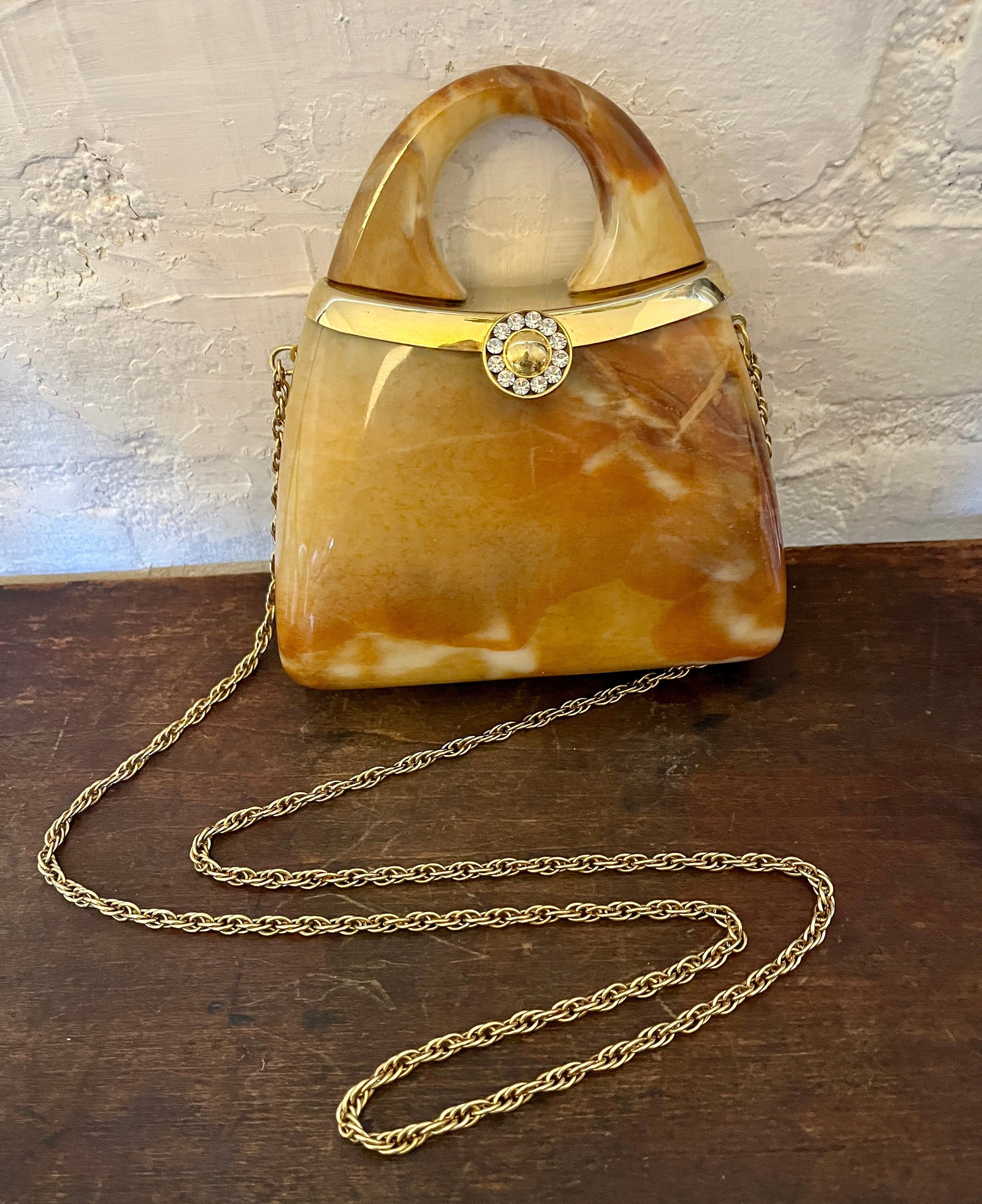 Lucite Marbled Handbag Unique Vintage Y S Circa 1950's