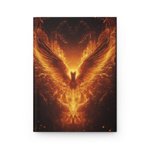 Fire Phoenix Journal - Matte Hardcover Notebook with Full Cover Print - Fantasy Flame Wings Sketchbook - 150 Pages - Free Shipping USA