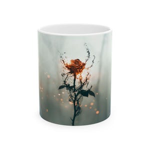 Frozen Ember Rose Coffee Mug Gothic Abstract Art 11oz Ceramic Cup image 1