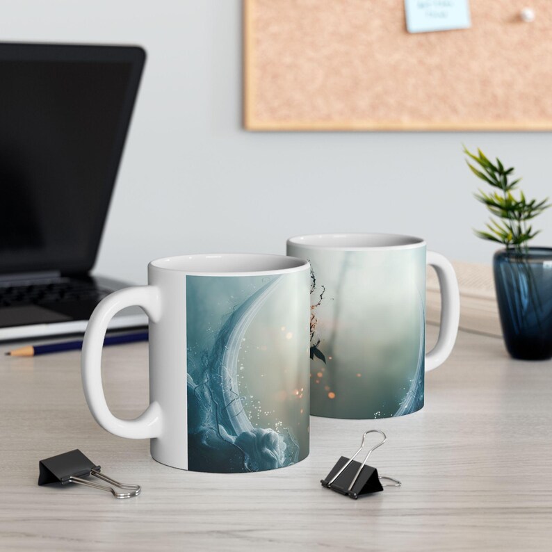 Frozen Ember Rose Coffee Mug Gothic Abstract Art 11oz Ceramic Cup image 6