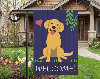 Bandera de jardín de bienvenida para Golden Retriever / Decoración de raza de perro