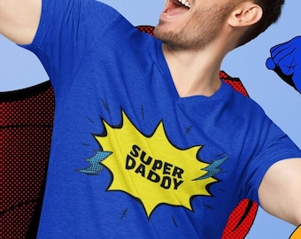 T-shirt super papa T-shirt unisexe en coton épais pour la fête des pères