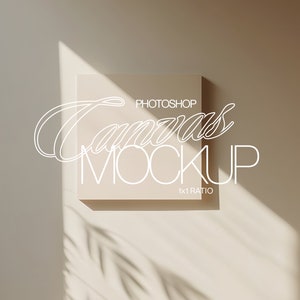 1x1 Leinwand Photoshop Mockup für Kunst und Drucke Display | Quadratisches Canvas PSD Mockup mit natürlichem Licht und Schatten