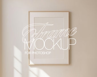 DIN A Light Wood Frame Mockup for Photoshop, Frame Template Digital File for Prints and Artwork