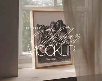 Photoshop Video DIN A Frame Mockup for Art and Printables | 14 Second Seamless Loop Animated Motion ISO Frame Mockup PSD Template
