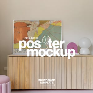 Landscape Poster Mockup: DIN A Frame in Pastel Scene Photoshop Template (Digital Download)