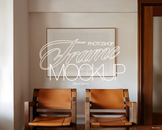 A1 Frame Mockup Photoshop Template for Wall Art and Prints Display | Large Art PSD DIN A Frame Mockup Interior Scene