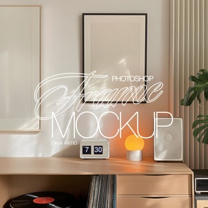 DIN A Frames Mockup for Photoshop in Retro Scene for Art and Print Display | ISO A2 and A3 Frame Mockup with Removable A2 Frame PSD Template