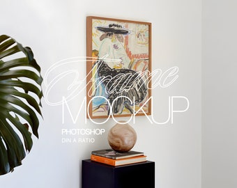 Vertical Frame Photoshop Mockup for Art and Printables | ISO Frame PSD Template Mockup | Japandi A3 Frame Mockup