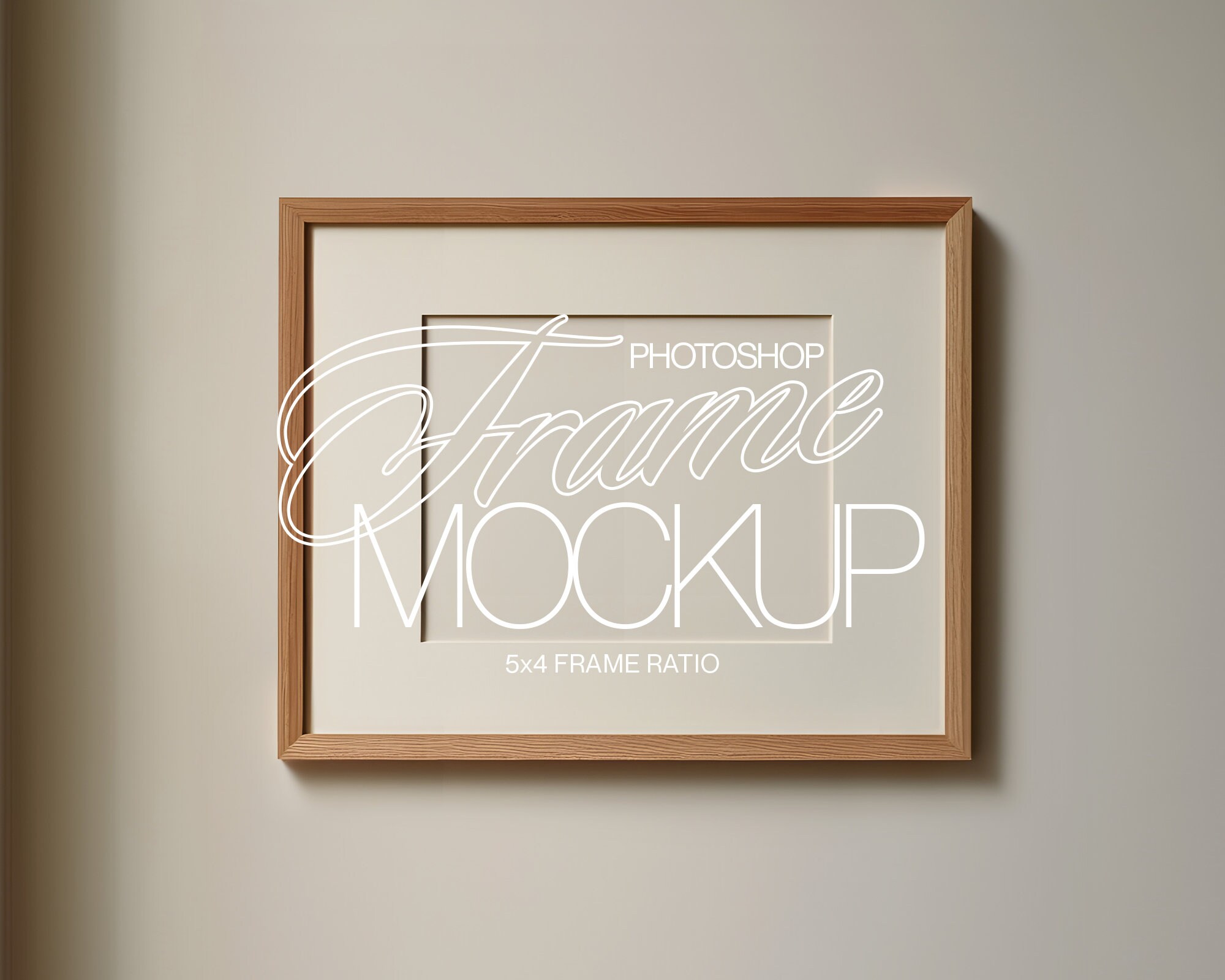 5x4 Horizontal Frame Mockup for Photoshop | Wood Frame Digital Mockup ...