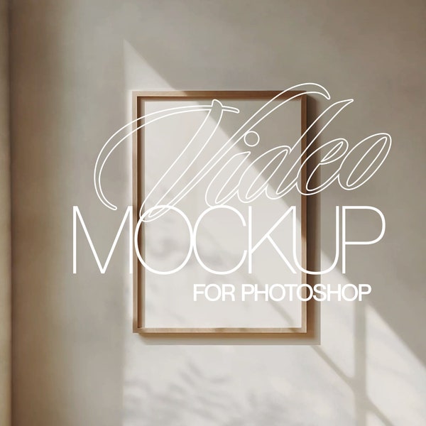 Video Mockup Template for Photoshop, DIN A Ratio Wood Frame Animated PSD