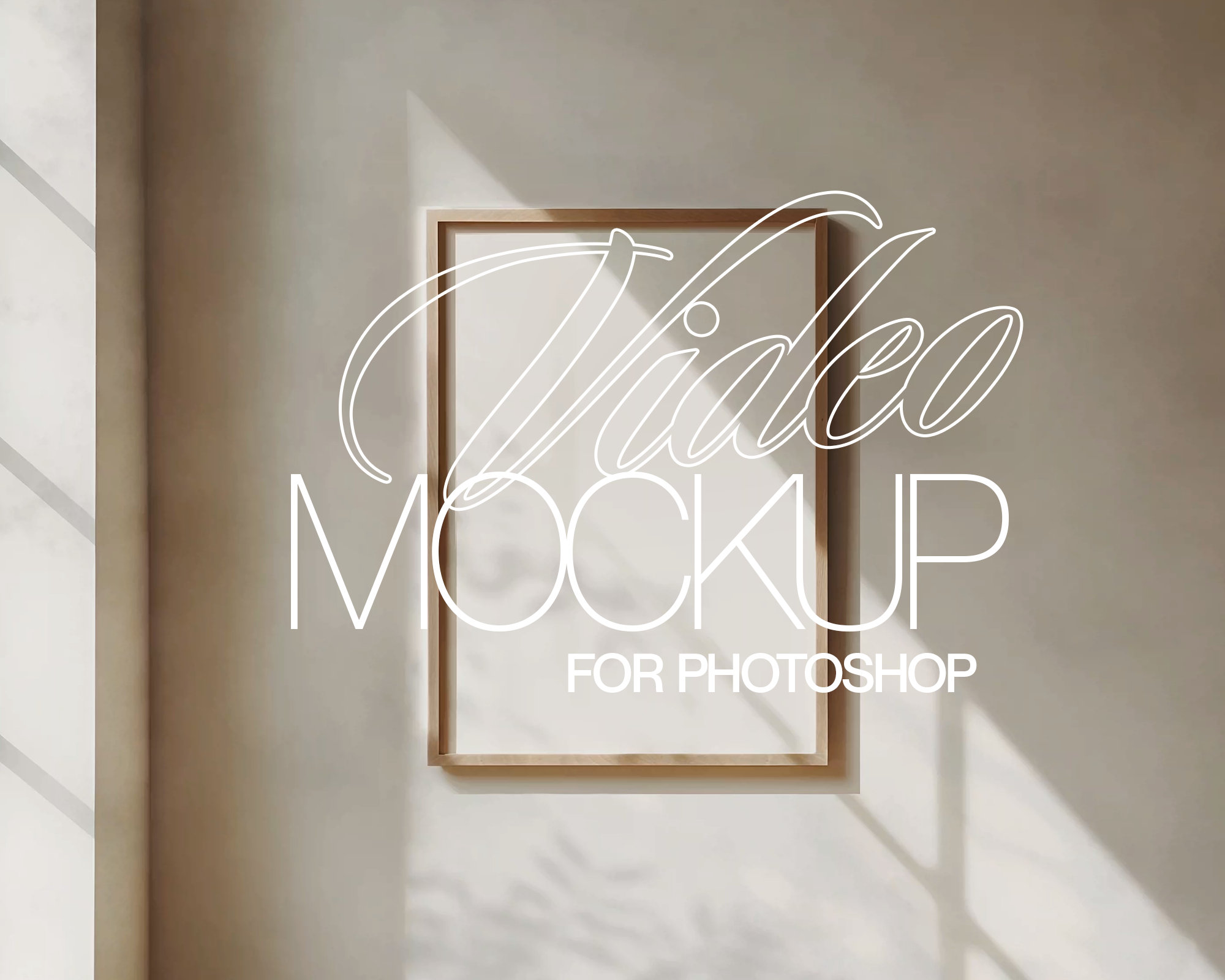 Video Mockup Template for Photoshop, DIN A Ratio Wood Frame Animated PSD