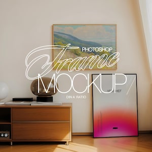 DIN A Vertical and Horizontal Frame Mockup for Photoshop for Set of Two Artworks | Poster Mockup PSD Template for Prints Display