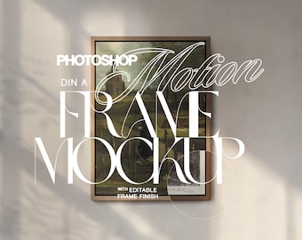 DIN A Video Mockup for Photoshop with Editable Frame Finish | Movable ISO Frame Animated PSD Template for Art and Printable Display
