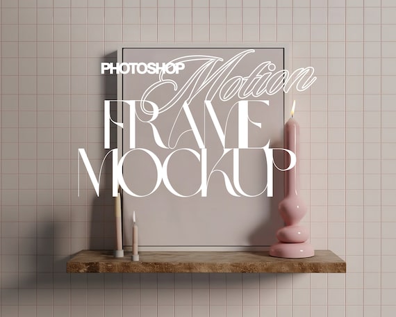 White Frame Video Mockup PSD Template, Danish Pastel Seamless Loop Motion Mockup for Photoshop