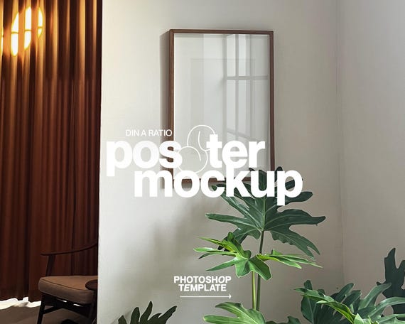 A4 Poster Mockup for Photoshop: DIN A Frame Template in Luxe Living Scene (Digital Download)