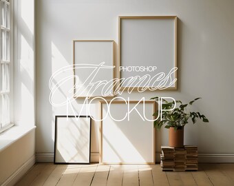 Gallery Wall Frame Mockup | Four Frame Mockup Template for Art and Printables for Photoshop with Smart Object
