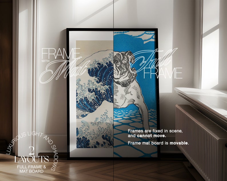 DIN A Black Photoshop Leaning Frame Mockup for Art and Prints Display A1 ISO Frame PSD Template in Sunlit Interior Scene Wall Art Mockup zdjęcie 4
