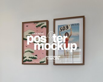Two DIN A Poster Mockup for Photoshop: Art Frame Template in Minimalist Scene (Digital Download)