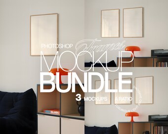 3 Photoshop Files Frames Mockup Bundle | DIN A Frame Mockup Pack | A3 Wood Frame PSD Mockup Templates Pack | 3-piece Mockup Bundle