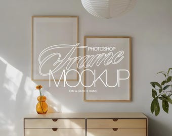 Two DIN A Frames Photoshop Mockup Template for Set of Two Artwork and Prints Display | A2 Vertical Frame Mockup PSD