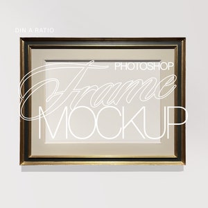 Black and Golden Antique Frame Mockup for Photoshop, DIN A Ratio PSD Template for Prints and Artwork