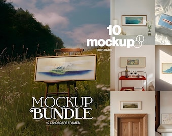 10 Landscape Frame Mockup PSDs: 20x8 inch Horizontal Templates (Digital Download)