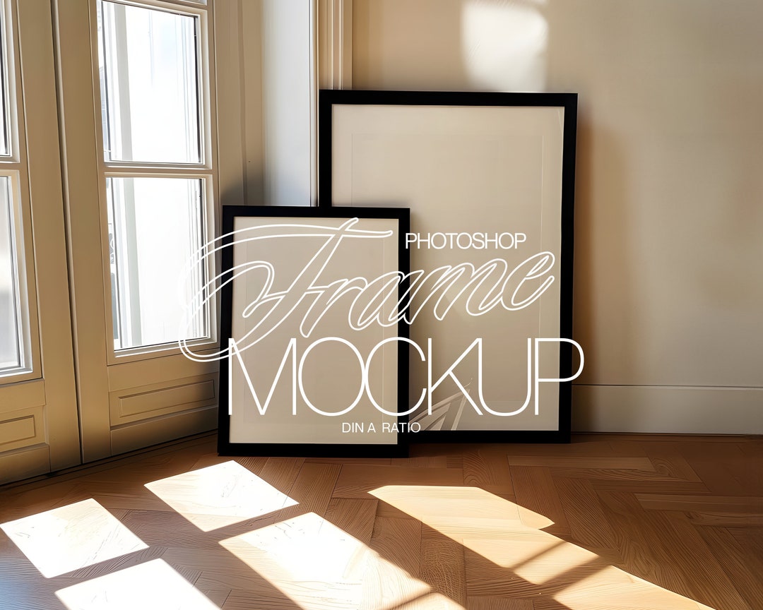 A4 and A3 Frame Mockup for Photoshop | ISO Wall Art Black Frames Mockup ...