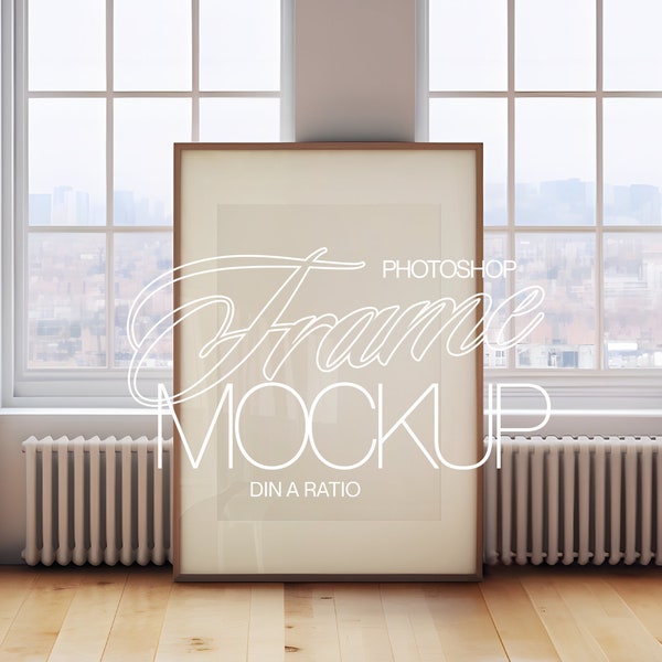 DIN A Frame Mockup Photoshop Template | Vertical ISO Frame Mockup PSD for Art and Printables | Leaning Frame Mockup