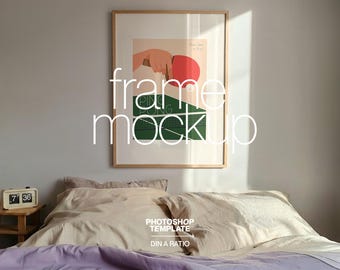 DIN A Vertical Poster Mockup: Frame Template Lilac Bedding Scene for Photoshop (Digital Download)