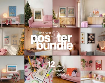 12 Pretty Christmas Frame Mockups: DIN A Poster Template Bundle for Photoshop (Digital Download)