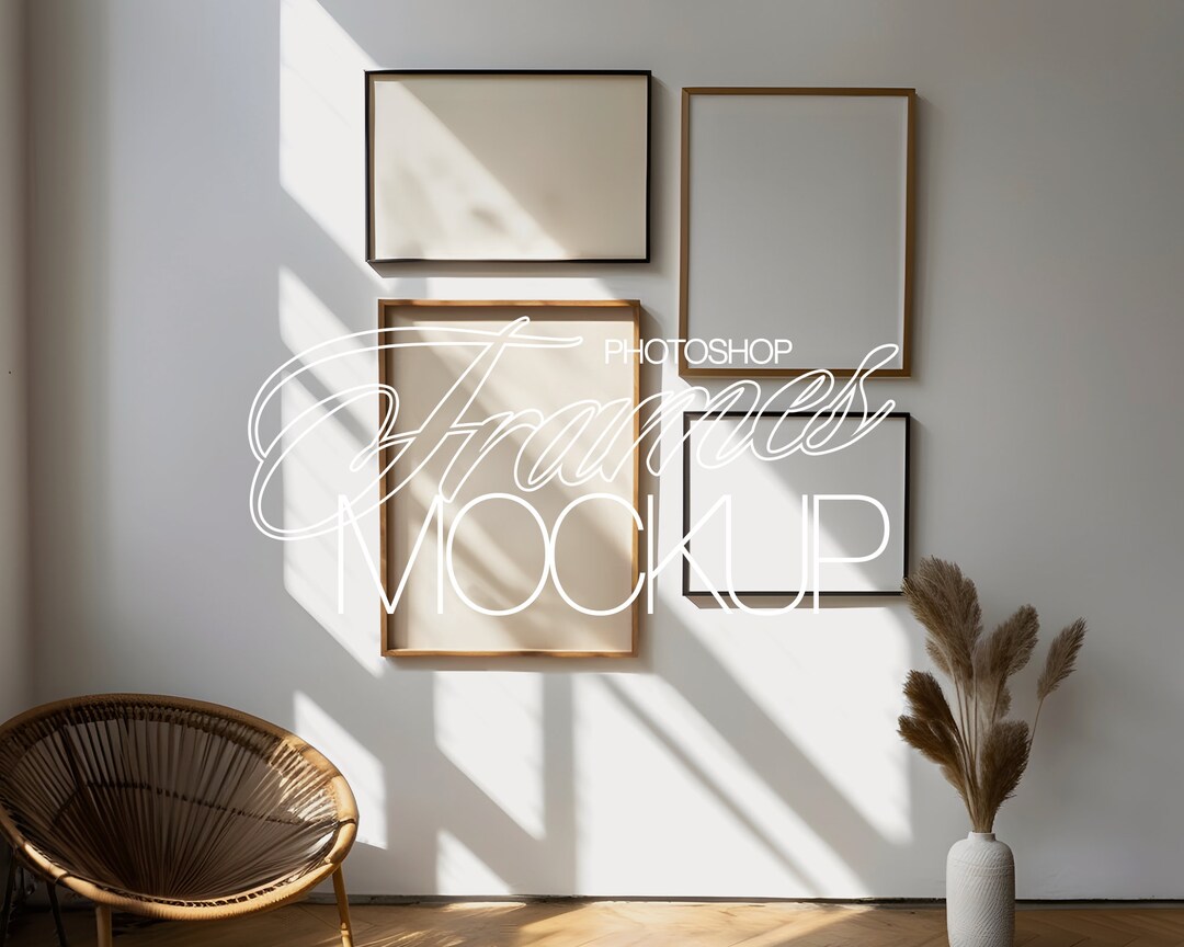 Four Frame Gallery Wall Mockup for Gallery Wall PSD Template