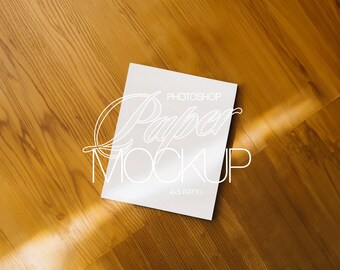 4x5 Paper Photoshop Mockup | Digital Flatlay Paper Mockup for Art and Printables | 8x10 Paper Poster PSD Template