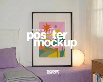 DIN A Black Frame Poster Mockup for Photoshop: Vertical Art Retro Template (Digital Download)
