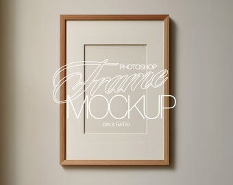 DIN A Vertical Frame Mockup for Photoshop | Wood Frame Digital Mockup Template | Simple Frame PSD for Artwork and Prints