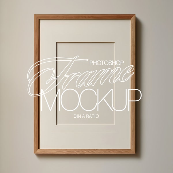 DIN A Vertical Frame Mockup for Photoshop | Wood Frame Digital Mockup Template | Simple Frame PSD for Artwork and Prints