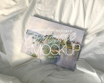 DIN A Paper Mockup for Photoshop on Luxurious Sheets | A4 Ratio Paper PSD Mockup Template for Art and Prints Display in Natural Lighting
