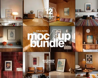 12 Hygge Frame Mockups: DIN A Poster Template Bundle for Photoshop (Digital Download)
