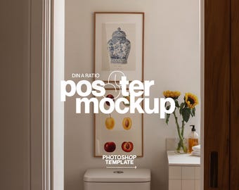 Two DIN A Vertical Posters Mockup: Luxury Bathroom Scene Photoshop Template (Digital Download)