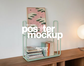 DIN A Frame Mockup: Poster on Retro Shelf Template for Photoshop (Digital Download)