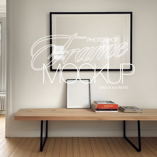DIN A and 4x5 Ratio Photoshop Frame Mockup in Classic Apartment Interior | ISO Frame PSD Template for Art and Printables