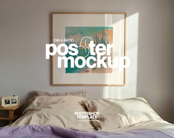 Large Square Poster Mockup: 1x1 Frame Template Lilac Bedding Scene for Photoshop  (Digital Download)