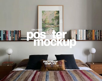 DIN A Vertical Frame Mockup: Poster Template Bohemian Bedroom for Photoshop (Digital Download)