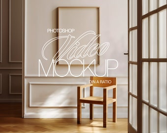 DIN A Video Photoshop Frame Mockup | Seamless Loop PSD Video Mockup | 12 Second Animated Frame Mockup for Prints and Artwork