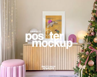 DIN A Poster Mockup for Christmas: Photoshop Frame Template Festive Scene (Digital Download)